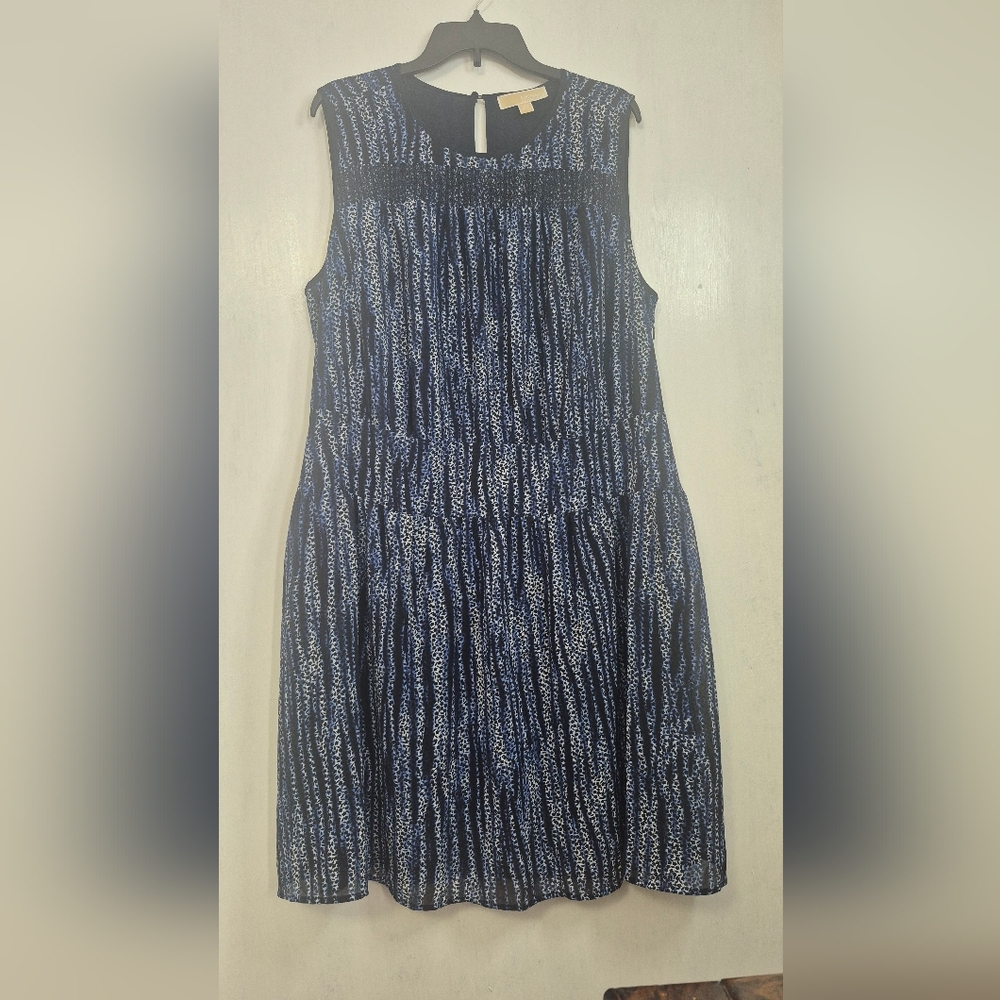 Michael Kors Burnell Smocked Georgette  Sleeveless Dress Size 18W